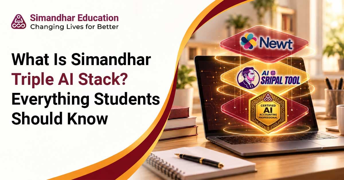 Finance student exploring Simandhar’s Triple-AI stack featuring Becker NEWT AI, AI Sripal, and CAAP for AI-powered learning, mentorship, and practical accounting skills.