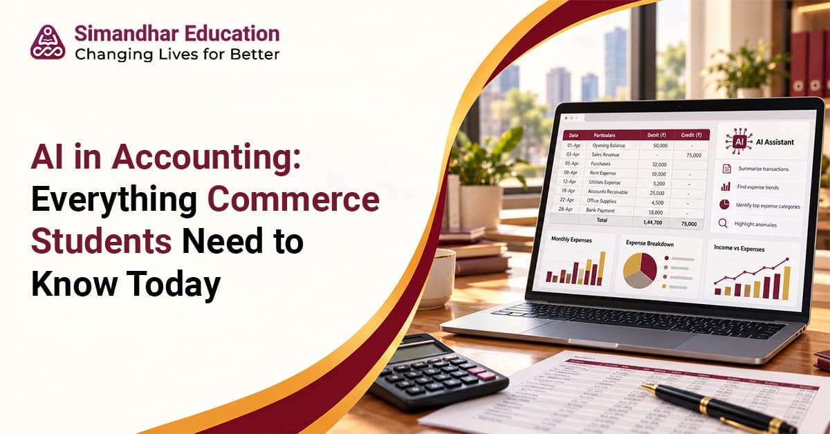 Commerce student exploring AI in accounting, generative AI tools, Excel automation, Power BI, machine learning, and practical AI skills for future-ready finance careers.