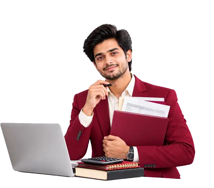 Finance professional working on a laptop