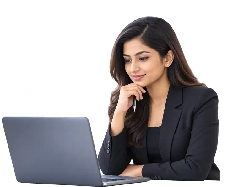 Finance professional working on a laptop